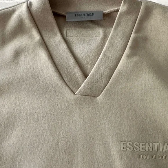 Fear of God Essentials V-Neck Vest in Sand - Picture 6 of 7